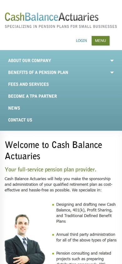 Cash Balance Actuaries Mobile Screenshot